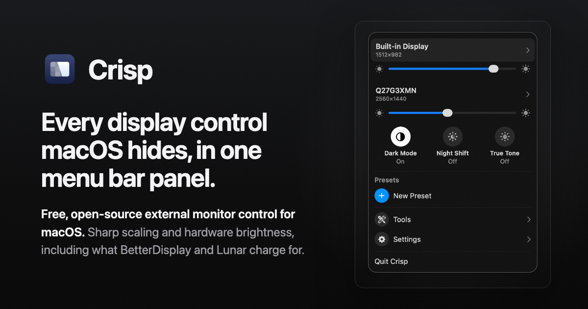 Crisp website preview